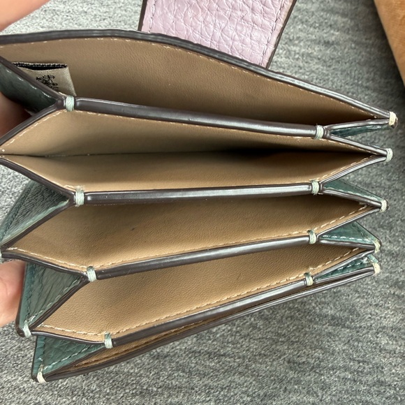 Coach Cream and Lavender Accordion Card Case In Colorblock CA765 - Picture 8 of 14